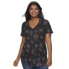 Juniors' Plus Size Mudd&reg; V-neck Shirttail Tunic Tee, Girl's, Size: 2xl, Black