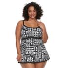 Plus Size Apt. 9&reg; Printed Swimdress, Women's, Size: 3xl, Black