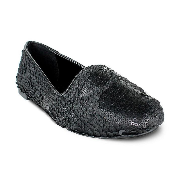 Olivia Miller Columbus Women's Sequin Smoking Flats, Size: 8, Black