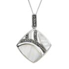 Tori Hill Mother-of-pearl And Marcasite Sterling Silver Geometric Pendant Necklace, Women's, Size: 18, Grey