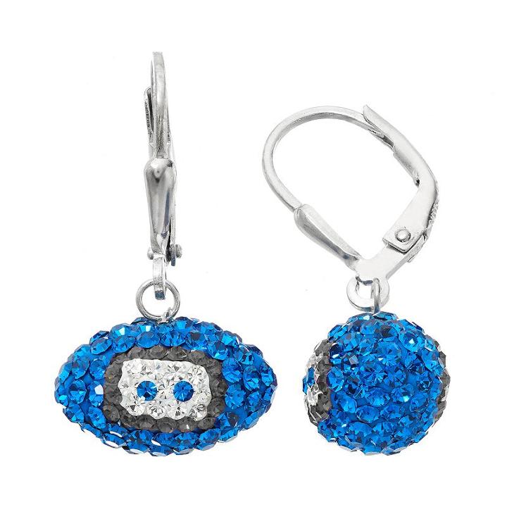 Detroit Lions Crystal Sterling Silver Football Drop Earrings, Women's, Multicolor