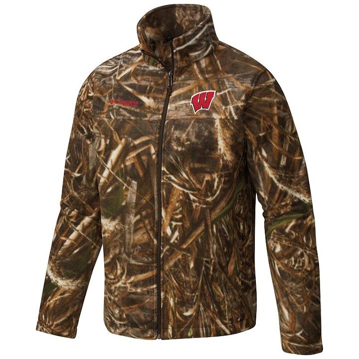 Men's Columbia Wisconsin Badgers Flanker Camo Jacket, Size: Medium, Red Overfl