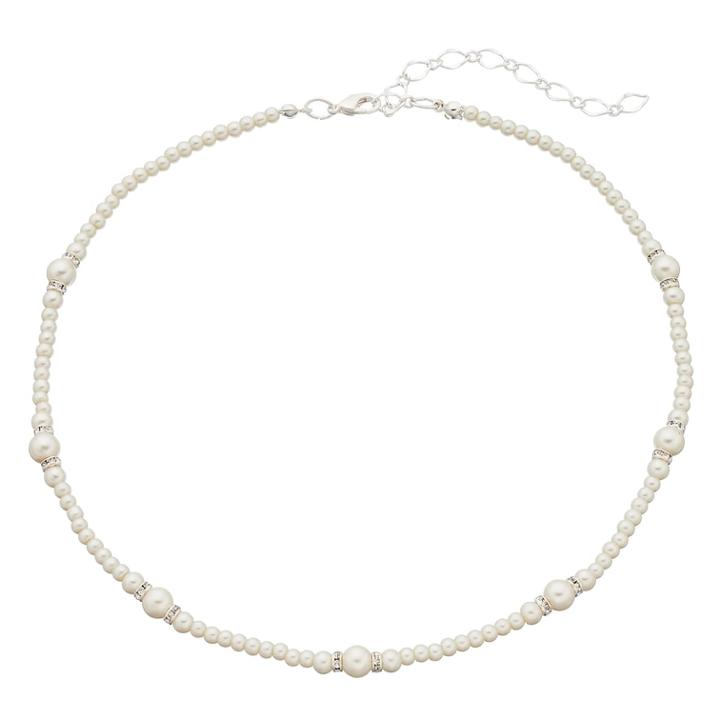 Simulated Pearl Station Necklace, Women's, White Oth