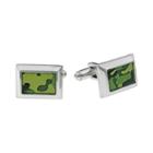 Stainless Steel Camouflage Rectangle Cuff Links, Men's, Green