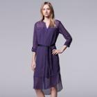 Women's Simply Vera Vera Wang Crepe Shirtdress, Size: Xl, Purple