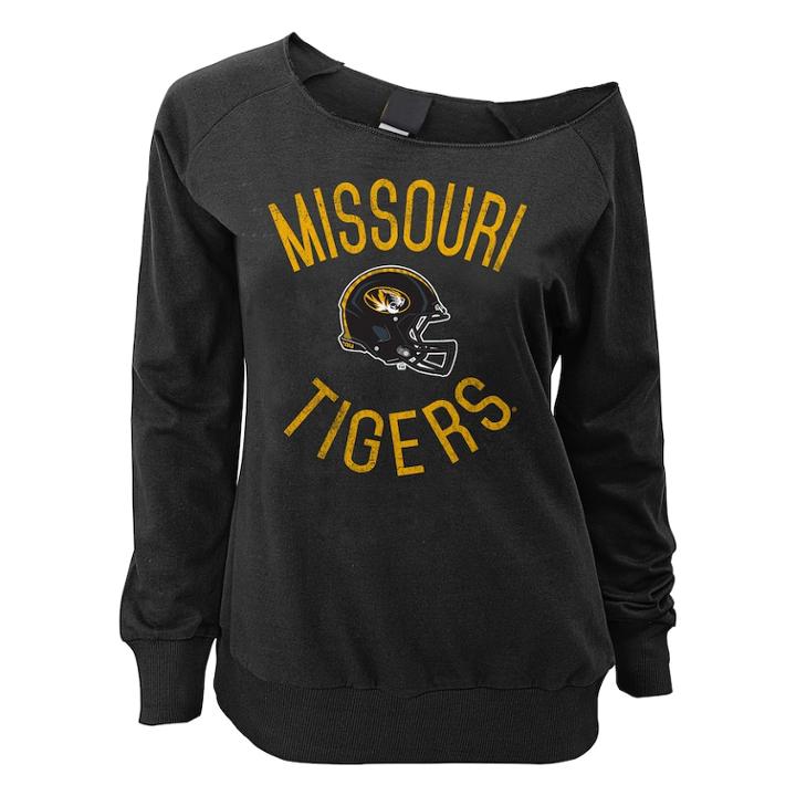 Juniors' Missouri Tigers Flashdance Slouch Crewneck, Teens, Size: Xl, Black