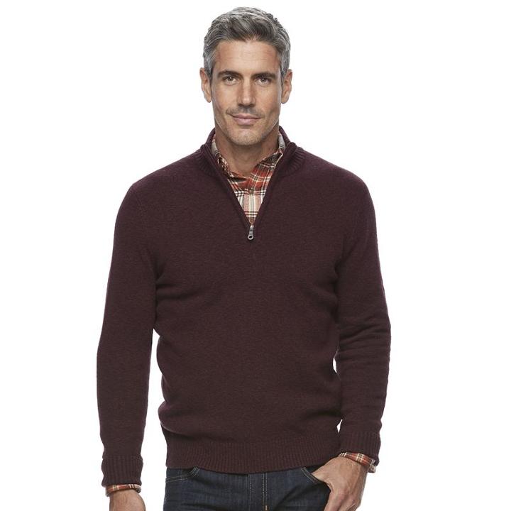 Men's Croft & Barrow&reg; True Comfort Classic-fit Quarter-zip Sweater, Size: Xl, Dark Red