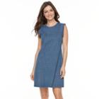 Women's Hope & Harlow Sleeveless Ruffle Denim Shift Dress, Size: 8, Blue (navy)