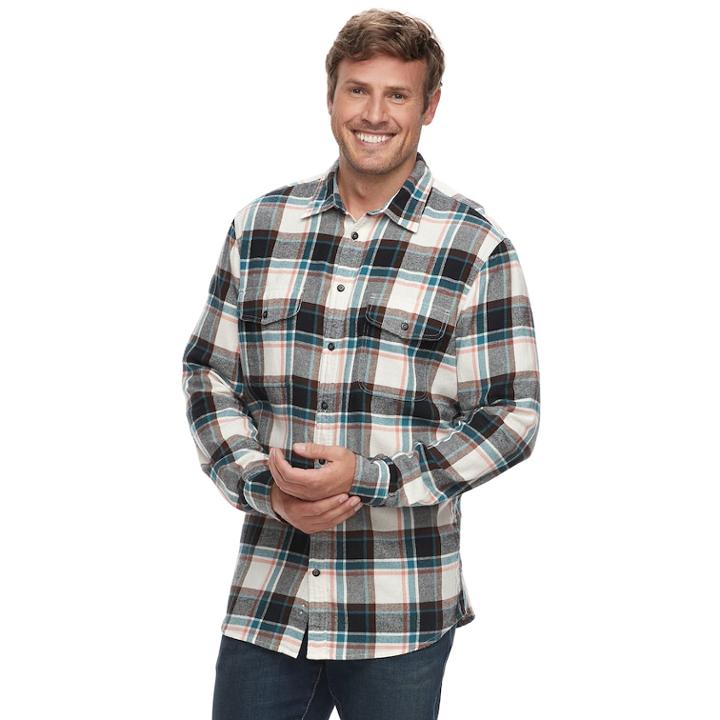 Big & Tall Sonoma Goods For Life&trade; Modern-fit Supersoft Flannel Button-down Shirt, Men's, Size: Xxl Tall, Light Grey