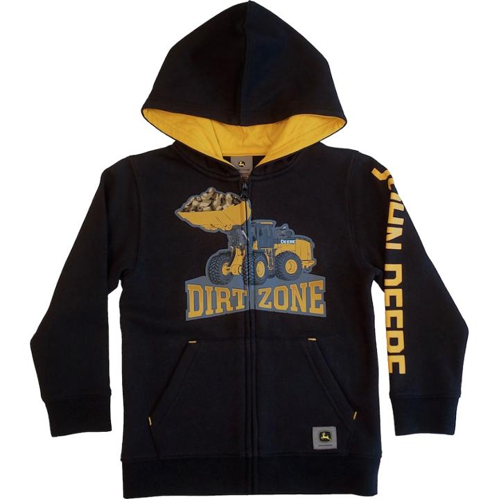 Boys 4-7 John Deere Front Loader Dirt Zone Zip Hoodie, Size: 6, Black