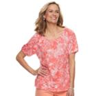 Women's Cathy Daniels Embellished Floral Top, Size: Medium, Med Orange