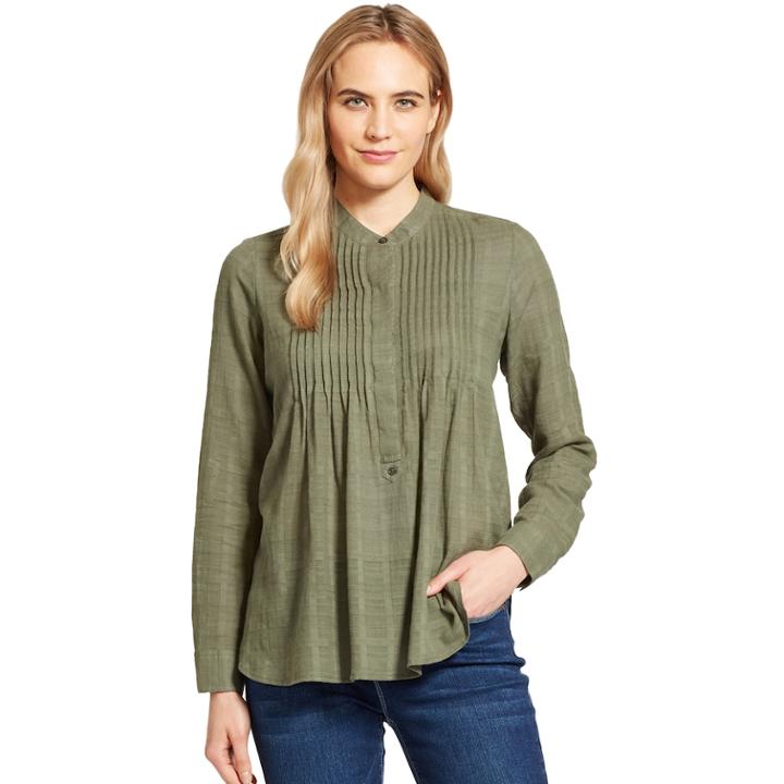 Women's Izod Pintuck Henley Blouse, Size: Small, Dark Green