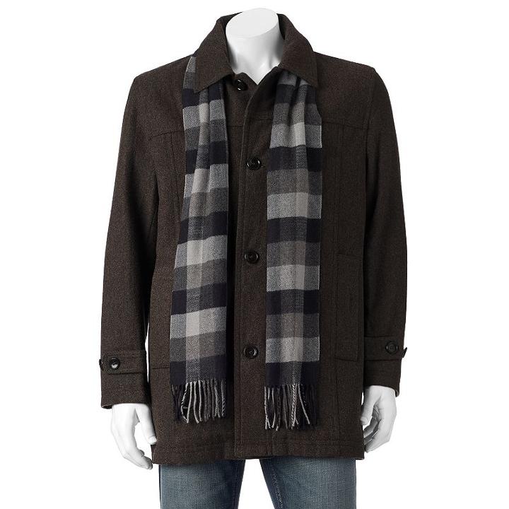 Men's Towne Wool-blend Top Coat, Size: Xxl, Green Oth