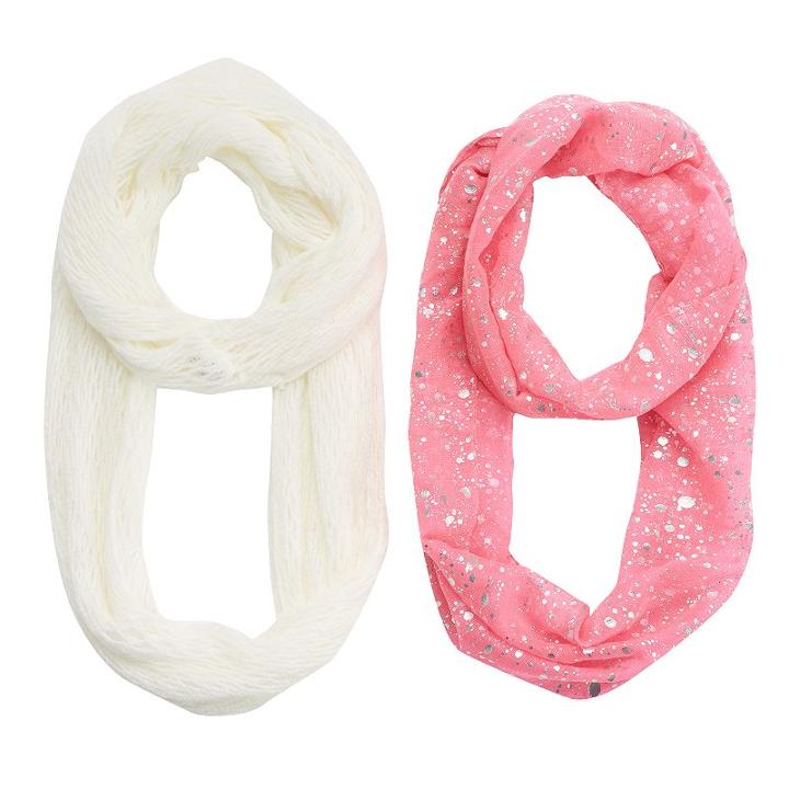 Girls 4-16 2-pk. Printed Foil & Solid Knit Scarves, Girl's, Med Pink