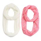 Girls 4-16 2-pk. Printed Foil & Solid Knit Scarves, Girl's, Med Pink