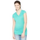 Maternity Oh Baby By Motherhood&trade; Ruched V-neck Tee, Women's, Size: Medium, Turquoise/blue (turq/aqua)