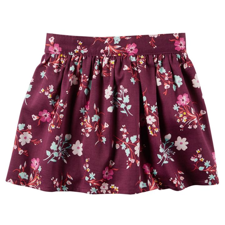Girls 4-8 Carter's Maroon Floral Woven Skirt, Size: 4, Print