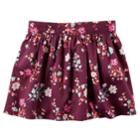 Girls 4-8 Carter's Maroon Floral Woven Skirt, Size: 4, Print