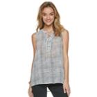 Women's Apt. 9&reg; Lace-up Georgette Tank, Size: Medium, Natural