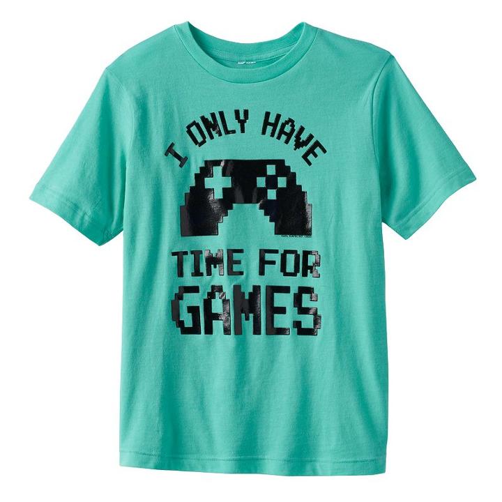 Boys 8-20 Video Game Controler Tee, Boy's, Size: Large, Green Oth
