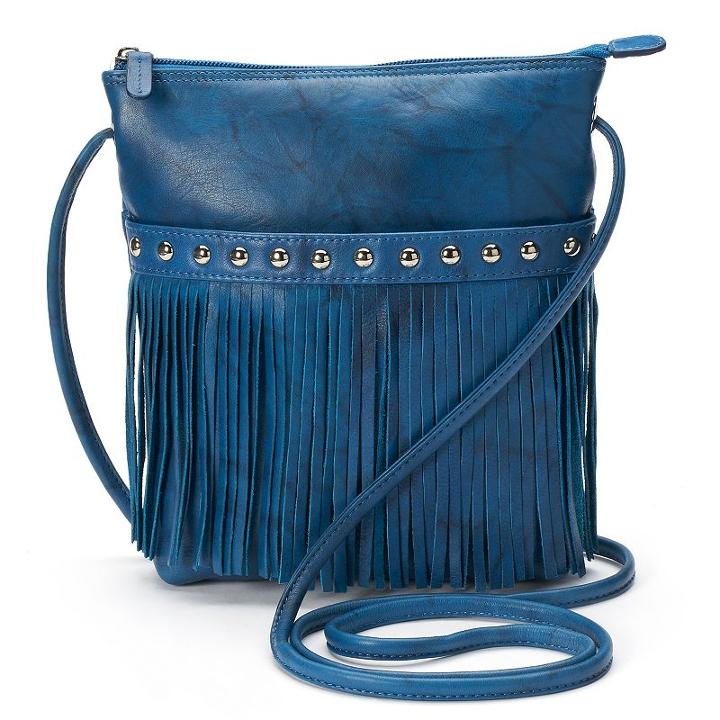 Ili Medium Leather Fringe Crossbody Bag, Women's, Blue