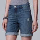 Women's Simply Vera Vera Wang Cuffed Bermuda Jean Shorts, Size: 8, Blue