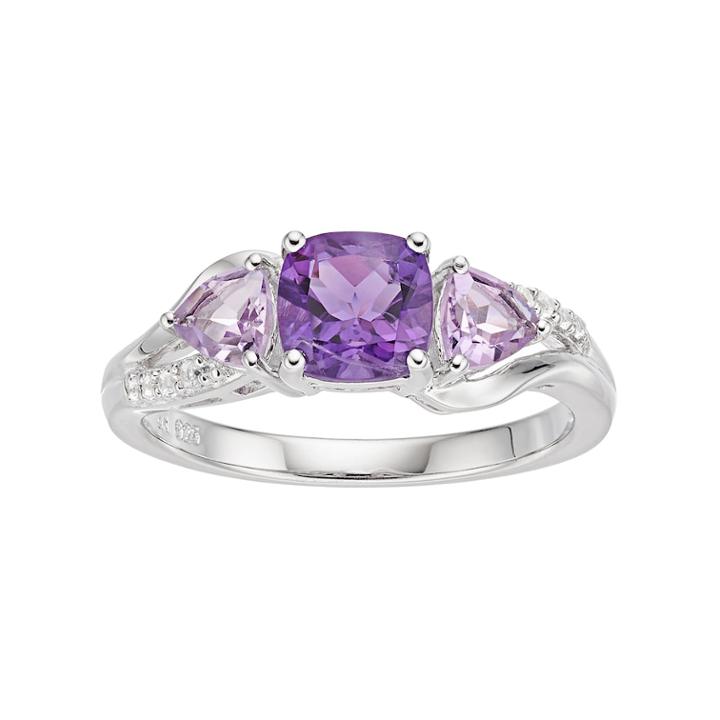 Sterling Silver Amethyst & Rose De France Amethyst Ring, Women's, Size: 8, Purple