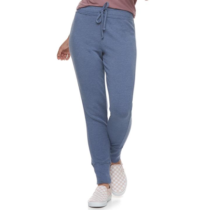 Juniors' So&reg; Ribbed Cuff French Terry Jogger Pants, Teens, Size: Medium, Med Blue