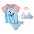 Girls 4-6x So&reg; 3-pc. Escape To Paradise Bikini & Rashguard Swimsuit Set, Size: 6x, Lt Orange