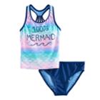 Girls 7-16 So&reg; 100% Mermaid Racerback Tankini Top & Bottoms Swimsuit Set, Size: 10, Lt Green