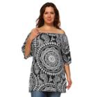 White Mark, Plus Size Off-the-shoulder Printed Top, Women's, Size: 2xl, Ovrfl Oth