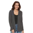 Women's Croft & Barrow&reg; Heathered Open-front Cardigan, Size: Large, Dark Grey