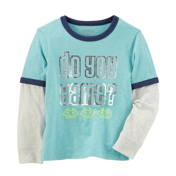 Boys 4-12 Oshkosh B'gosh&reg; Space Invaders Mock Layer Ringer Tee, Size: 4/5, Turquoise/blue (turq/aqua)