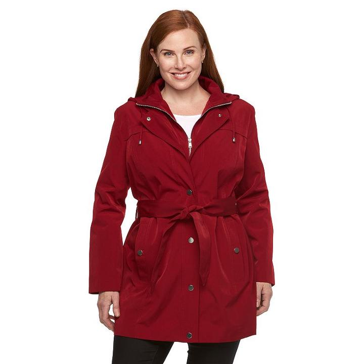 Plus Size Croft & Barrow&reg; Hooded Rain Jacket, Women's, Size: 2xl, Pink Other