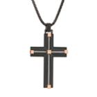 Lynx Men's Black Ion Plated Stainless Steel Cable Cross Pendant, Size: 24