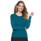 Petite Napa Valley Cable-knit Crewneck Sweater, Women's, Size: L Petite, Turquoise/blue (turq/aqua)