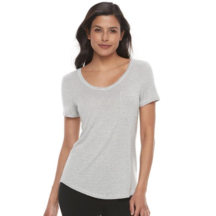 Women's Sonoma Goods For Life&trade; Pajamas: Essential V-neck Tee, Size: Xxl, Grey