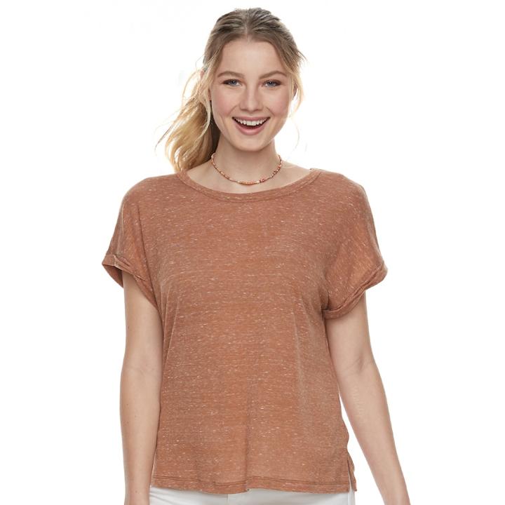 Juniors' Mudd&reg; Heathered Tee, Teens, Size: Large, Med Brown
