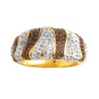 18k Gold Over Brass Crystal Striped Concave Ring, Women's, Size: 7, Brown