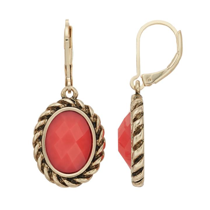Dana Buchman Colorful Inlay Oval Drop Earrings, Women's, Pink
