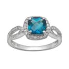 Sterling Silver London Blue Topaz And Lab-created White Sapphire Halo Ring, Women's, Size: 7, Multicolor