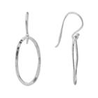 Sterling Silver Hammered Oval Hoop Drop Earrings, Women's, Grey