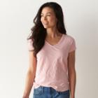 Petite Sonoma Goods For Life&trade; Essential Print V-neck Tee, Women's, Size: L Petite, Light Pink
