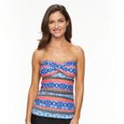 Women's Croft & Barrow&reg; Bust Enhancer Abstract Stripe Bandeaukini Top, Size: 14, Turquoise/blue (turq/aqua)