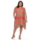 Plus Size World Unity Scroll Crochet-back Dress, Women's, Size: 3xl, Orange Oth