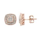 10k Rose Gold 1/4 Carat T.w. Diamond Halo Stud Earrings, Women's, White