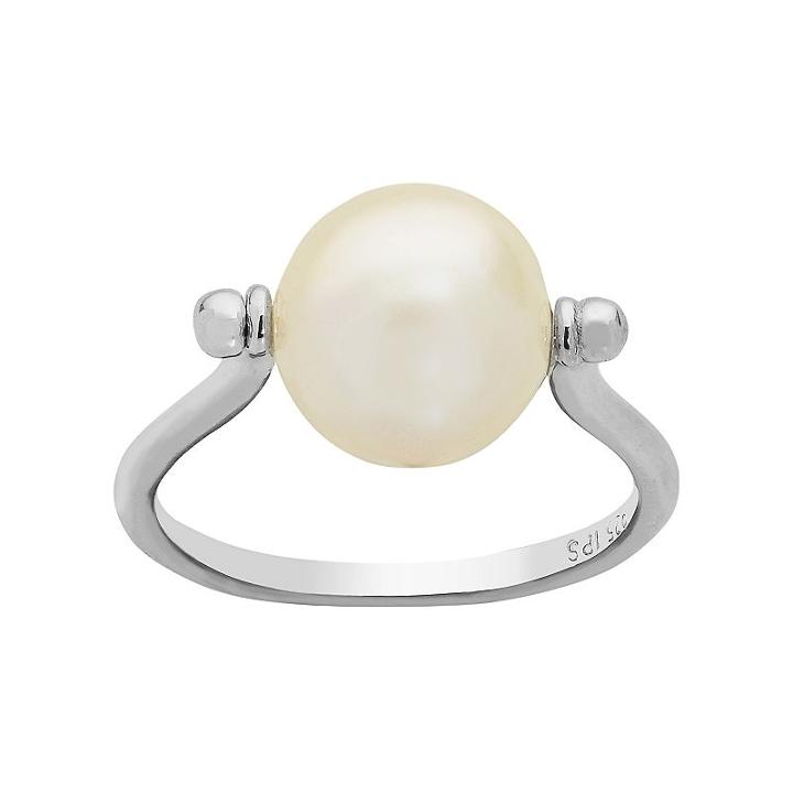 Pearlustre By Imperial Sterling Silver Freshwater Cultured Pearl Spin Ring, Women's, Size: 10, White