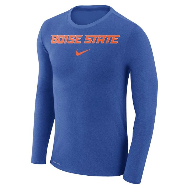 Men's Nike Boise State Broncos Marled Long-sleeve Dri-fit Tee, Size: Xxl, Blue