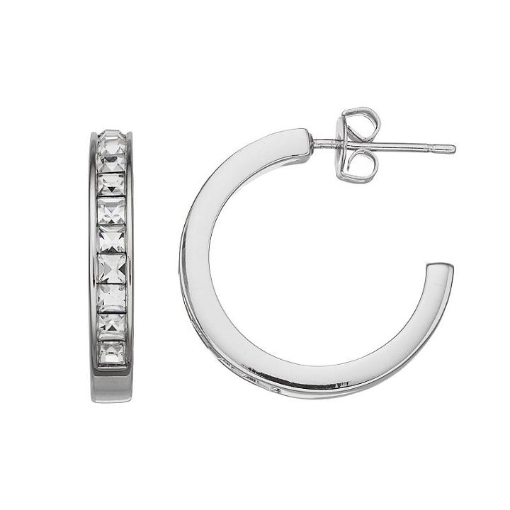 Brilliance Hoop Earrings With Swarovski Crystals, Women's, White