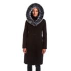 Women's Excelled Hooded Faux-fur Trim Coat, Size: Large, Black